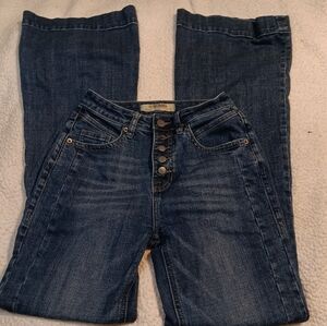 ROCK&ROLL Denim Trousers high rise 26X34 Blue bell bottom rockabilly